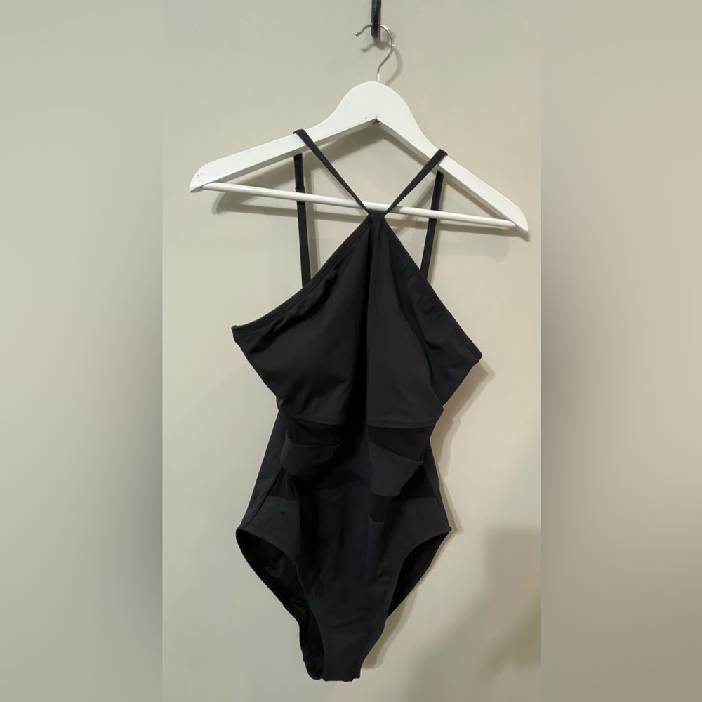 Blue Rod Beattie one piece mesh bathing suit